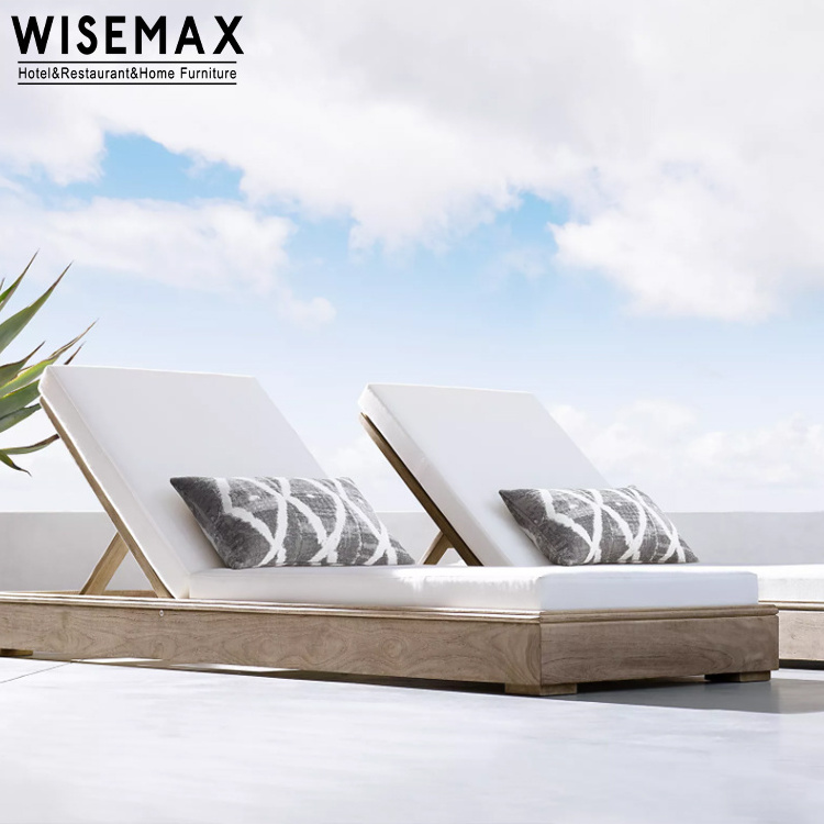 WISEMAX FURNITURE hotel garden teak wood outdoor furniture wooden daybed sunbeds patio teak chaise lounge gazebo tent canopy bed