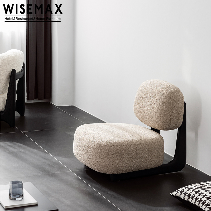 WISEMAX FURNITURE Modern living room luxury sofa chair creative casual white lamb fabric leisure accent chair for home hotel