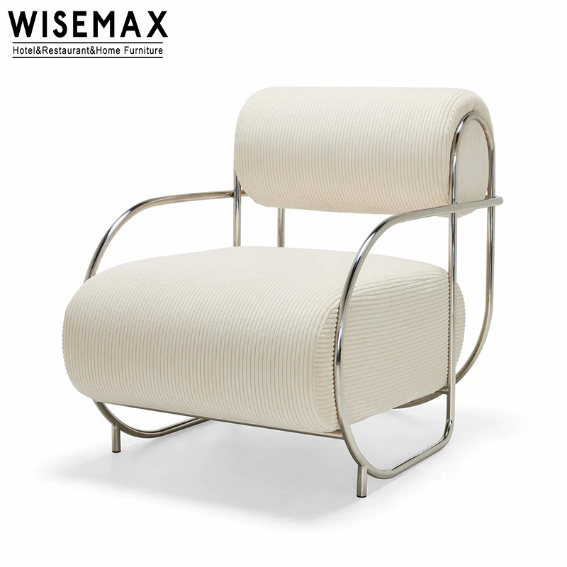 WISEMAX FURNITURE Italian Light Luxury Relax Chair Household Living Room Furniture Metal Velvet Fabric Back Leisure Sofa Chair