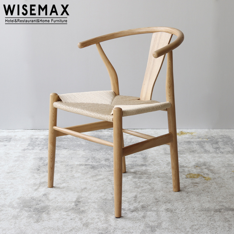 WISEMAX FURNITURE Cheap restaurant furniture white ash wood Hans Wegner Y stylish wishbone dining chair for sale