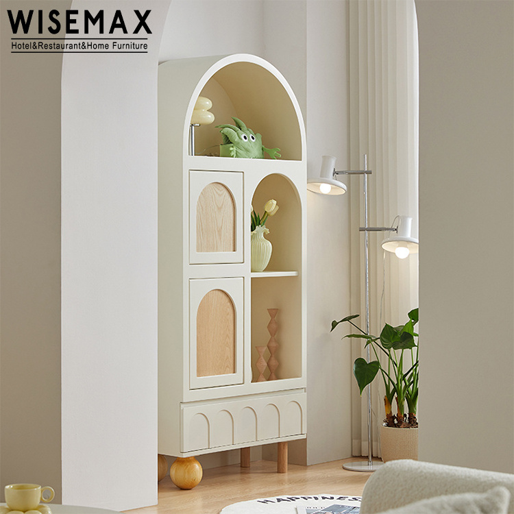 WISEMAX FURNITURE Nordic living room furniture High wood frame arch shape white 4 drawers storage cabinet for home bedroom