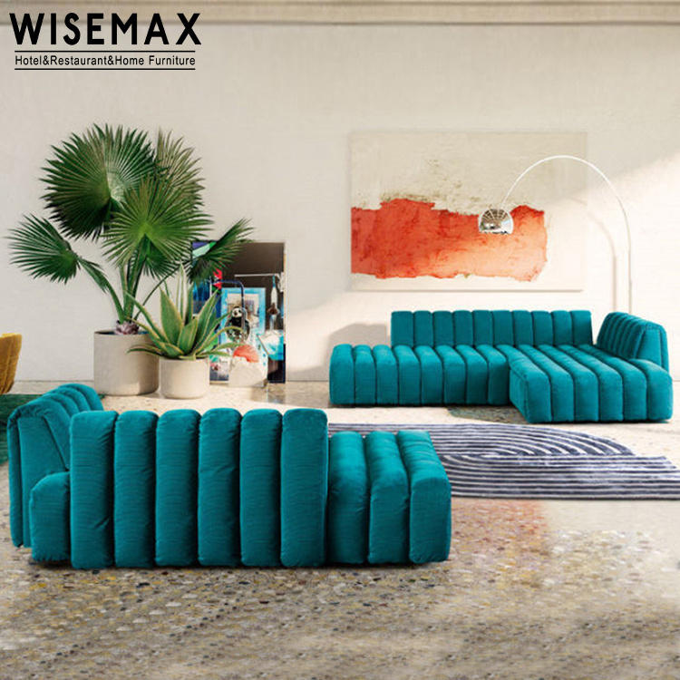 WISEMAX FURNITURE Modern Design L Shaped Modular Couch Set Luxury Living Room Furniture Fabric Sectional Tufted Velvet Sofa