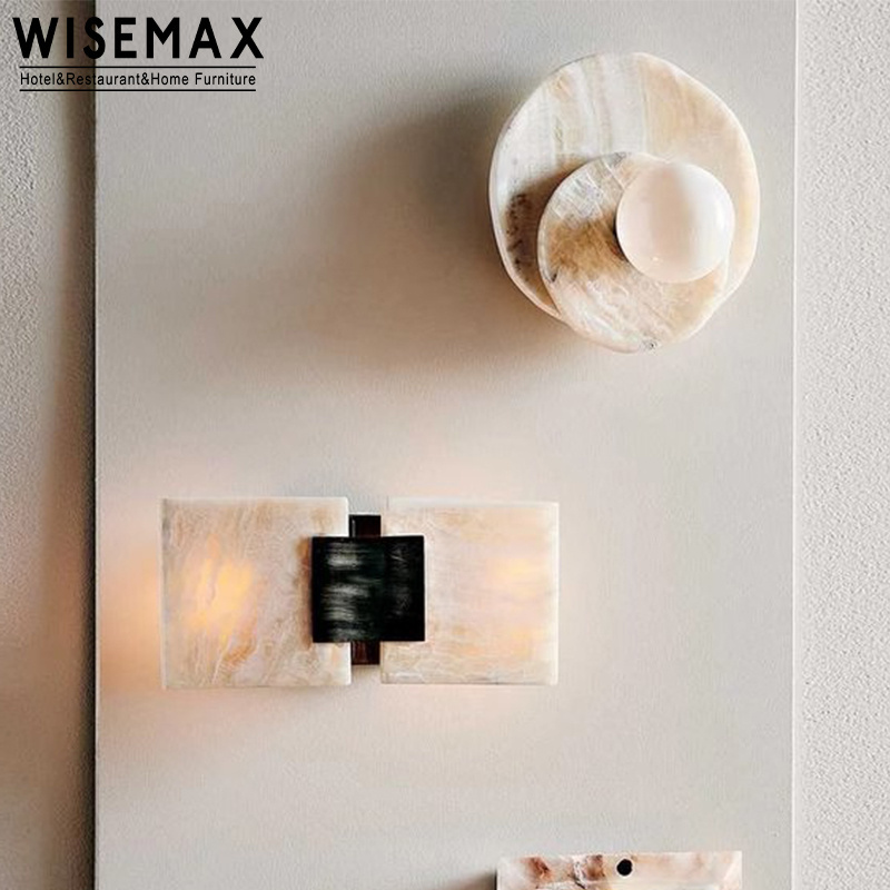 WISEMAX FURNITURE Decorative Lighting Led For Dinning Table Bedside Hotel Natural Marble Round Lamp Wall Light Indoor Furniture