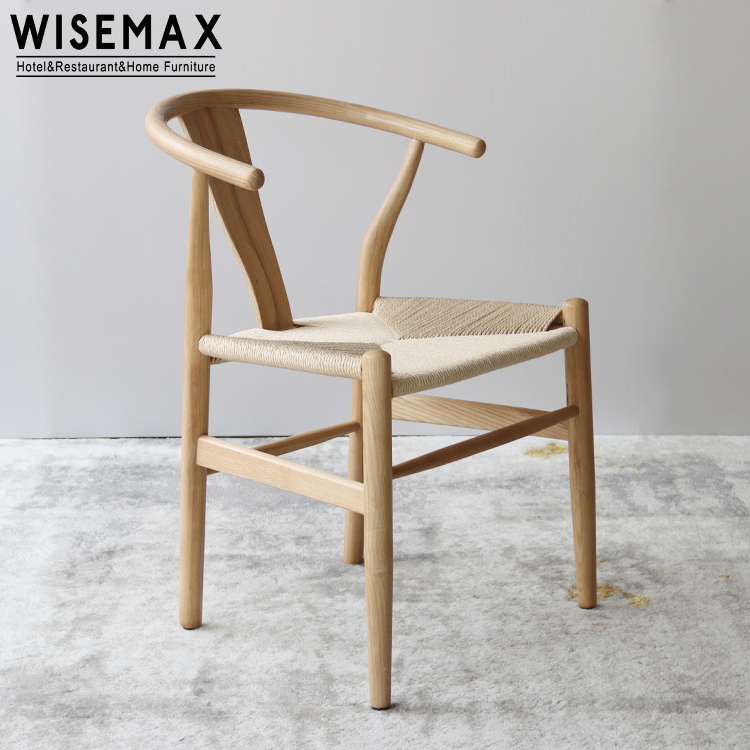 WISEMAX FURNITURE Cheap restaurant furniture white ash wood Hans Wegner Y stylish wishbone dining chair for sale