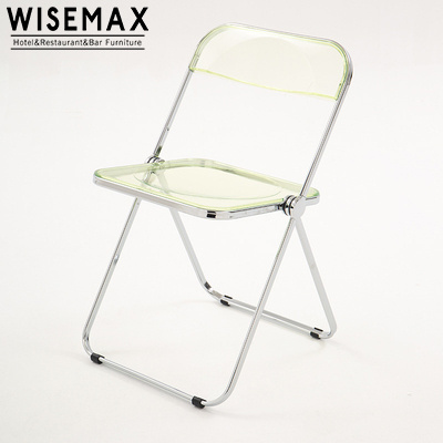 WISEMAX FURNITURE Nordic transparent foldable dining chair backrest metal chair restaurant milk tea shop chair