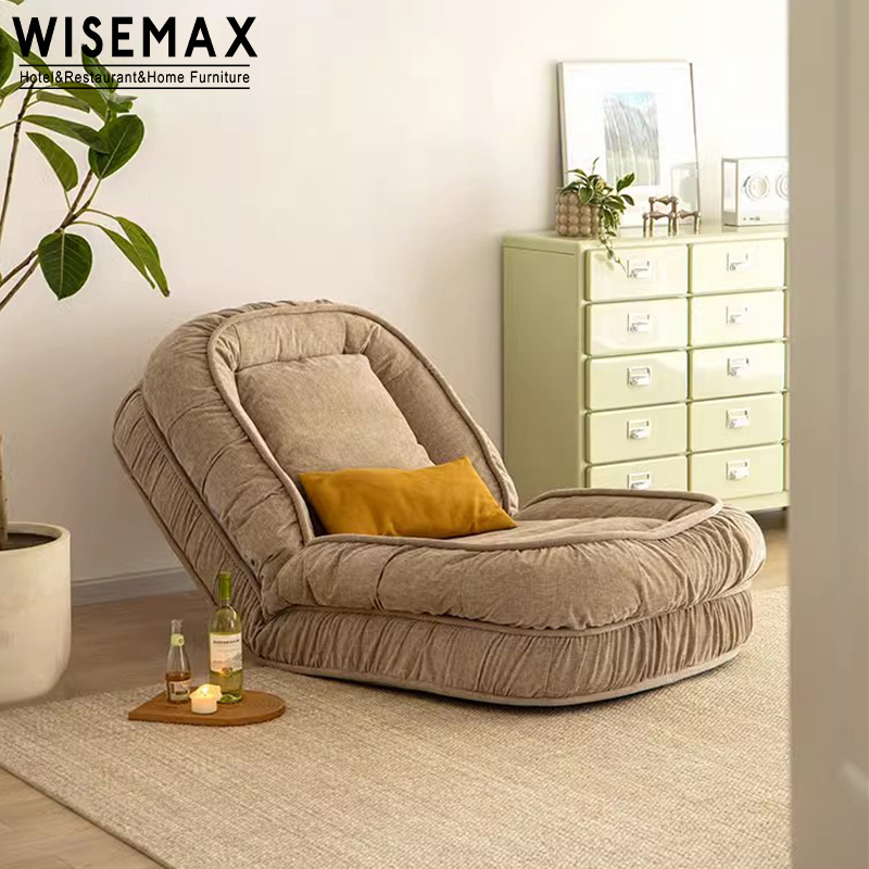 WISEMAX FURNITURE Wabi-sabi style lazy chair single sofa chair fabric upholstered leisure lounge chair for living room