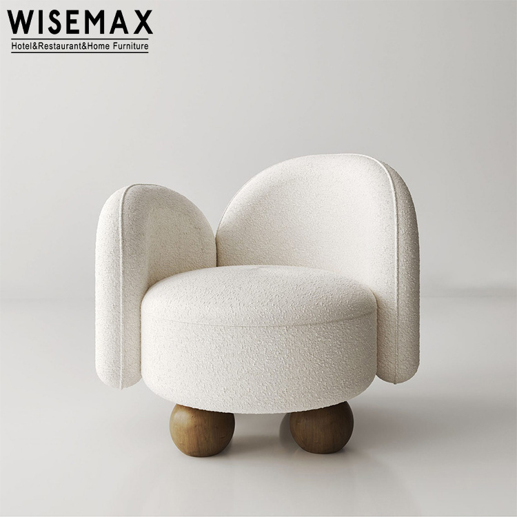 WISEMAX FURNITURE Nordic Children Lounge Lazy Chair Lamb Wool Solid Wood Single Sofa Chair For Kids Bedroom Living Room