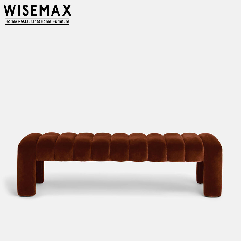 WISEMAX FURNITURE luxury red velvet fabric modern home furniture dressing chair bench long ottoman bed end bench for bedroom