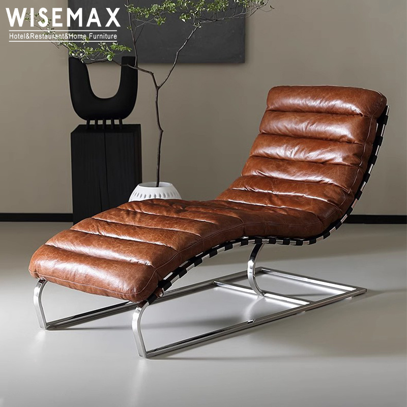 WISEMAX FURNITURE  leather lounge chair luxury bedroom furniture leisure leather chaise longue modern living room leisure chair