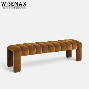 WISEMAX FURNITURE luxury red velvet fabric modern home furniture dressing chair bench long ottoman bed end bench for bedroom