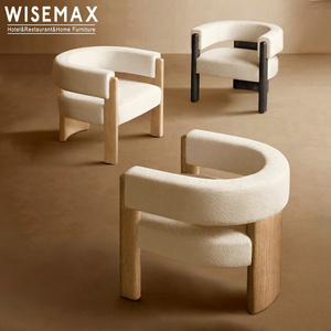 WISEMAX FURNITURE Modern Home Furniture Chinese Solid Wood Frame Leisure Lounge Chair With Curved Backrest Design For Hotel