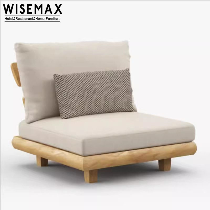 WISEMAX FURNITURE Nordic Outdoor Solid Teak Wood Furniture Modern Luxury Sofa Chair Waterproof Armchair For Garden Patio