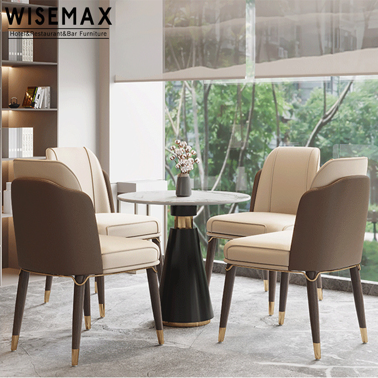 WISEMAX FURNITURE Modern Light Luxury ltaly Style Full PU Leather Hotel Restaurant Dining Chairs Dining Room Home Furniture