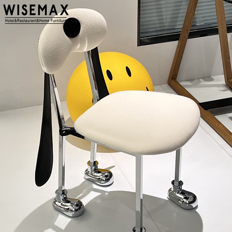 WISEMAX FURNITURE Modern lovely dog shaped leisure chair living room furniture fabric upholstery metal legs cute accent chair