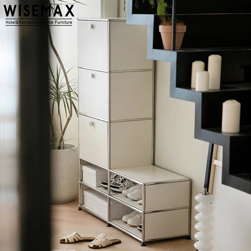 WISEMAX FURNITURE Luxury living room hallway shoe shelves steel lockable shoe cabinet for hotel home villa