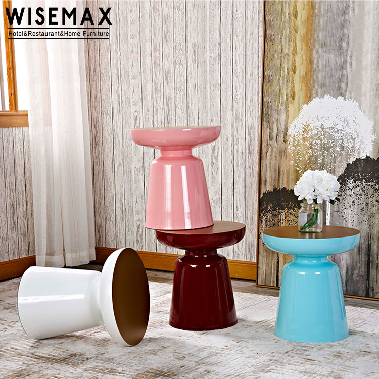 WISEMAX FURNITURE Industrial antique style living room furniture brass metal round coffee table sofa side tea table for sale