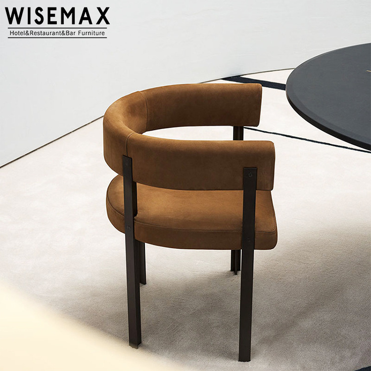 WISEMAX FURNITURE Luxury Restaurant Furniture Modern Arm Fabric Velvet Dining Chairs With Metal Legs Accent Living Room Chairs