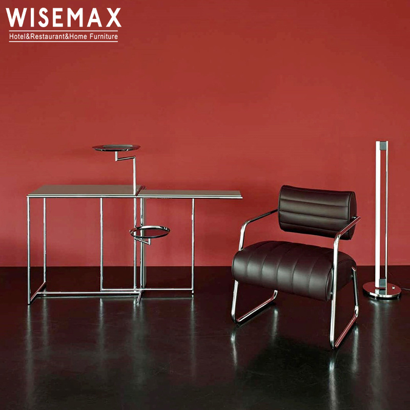 WISEMAX FURNITURE Modern luxury meeting room lounge chair stainless steel frame with PU leather office single chair for company