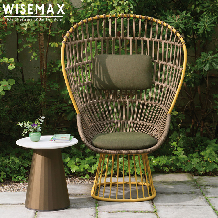 WISEMAX FURNITURE Minimalist outdoor high back leisure chair set aluminum rattan wicker day bed egg chair for garden furniture