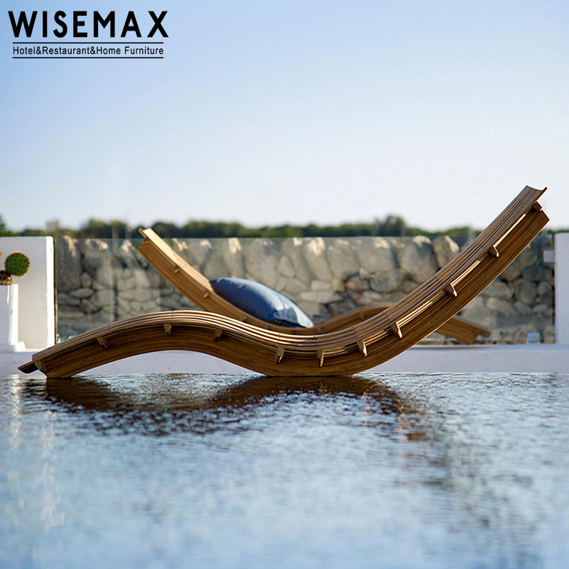 WISEMAX FURNITURE Modern luxury garden furniture outdoor wooden beach lounge chair pool chair sun lounger for swimming pool