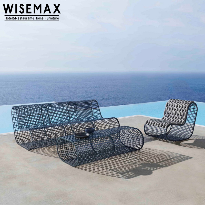 WISEMAX FURNITURE Modern luxury custom creative pool lounge chair single aluminum frame rope garden chairs for patio poolside