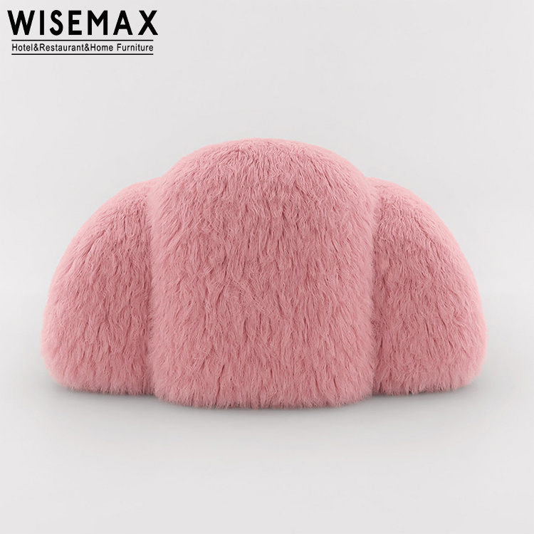 WISEMAX FURNITURE modern accent chair pink lamb wool sheepskin living room lounge chair teddy fabric sheep skin sofa chair