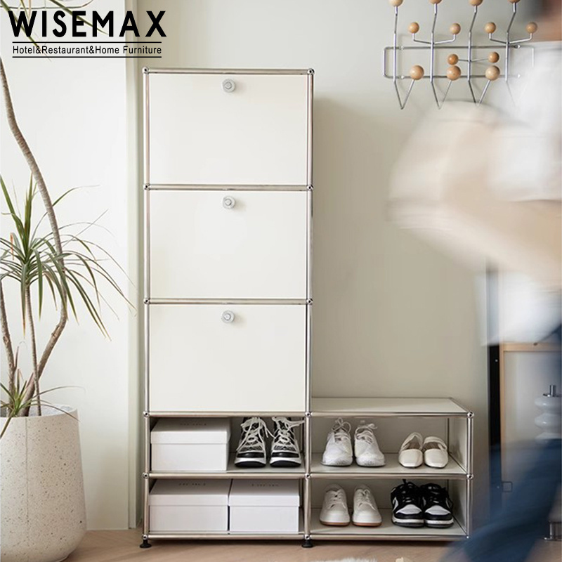 WISEMAX FURNITURE Luxury living room hallway shoe shelves steel lockable shoe cabinet for hotel home villa