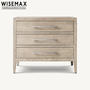 WISEMAX FURNITURE American Style Russian Oak Storage Closed Nightstand Home Hotel Wood Bedside Table For Bedroom