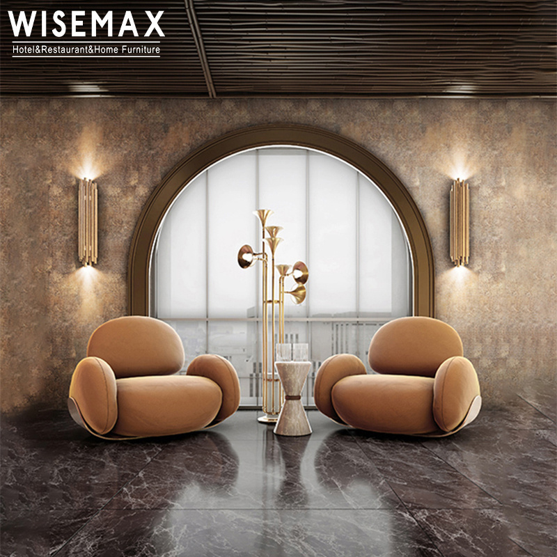 WISEMAX FURNITURE luxury furniture modern hotel lobby arm chair living room sofas fabric single sofas chair floor leisure chair