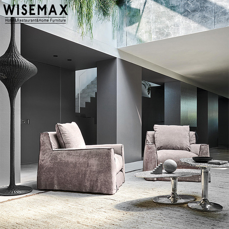 WISEMAX FURNITURE Minimalist country style couches sofa removed cover linen fabric armrest l shaped fabric living room sofas