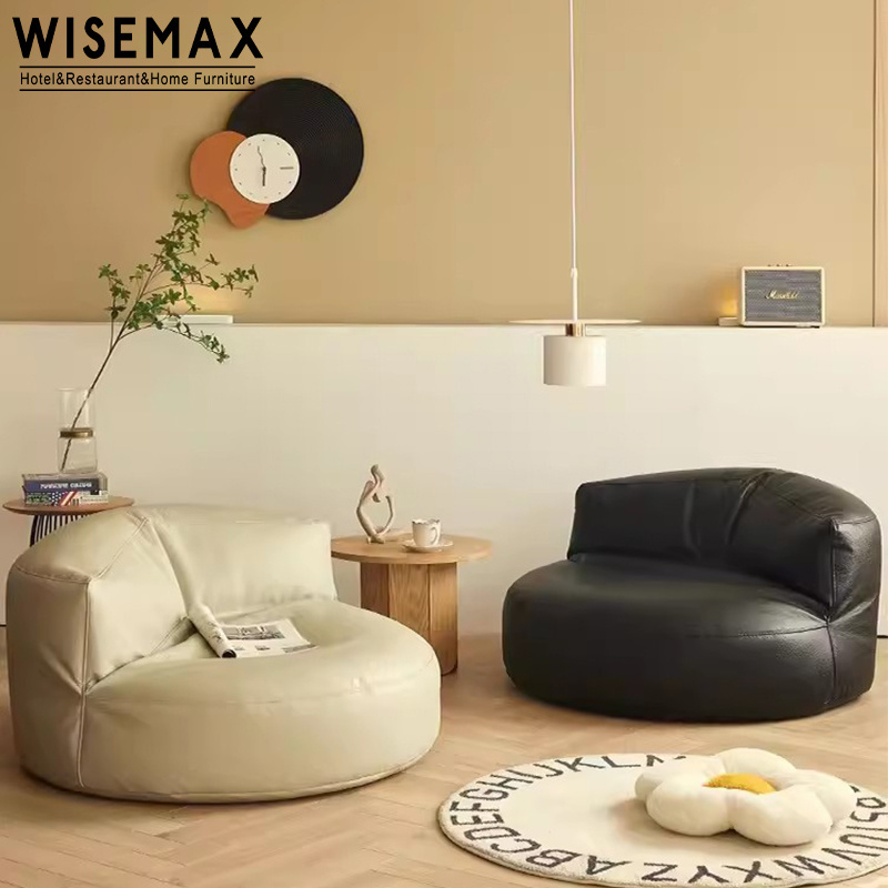 WISEMAX Minimalist living room lazy floor sofa chair microfiber leather coffee white bean bag inflatable lazy relaxing sofa