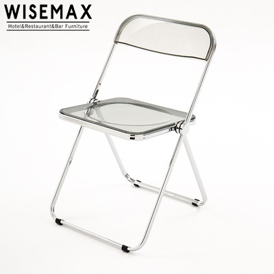 WISEMAX FURNITURE Nordic transparent foldable dining chair backrest metal chair restaurant milk tea shop chair