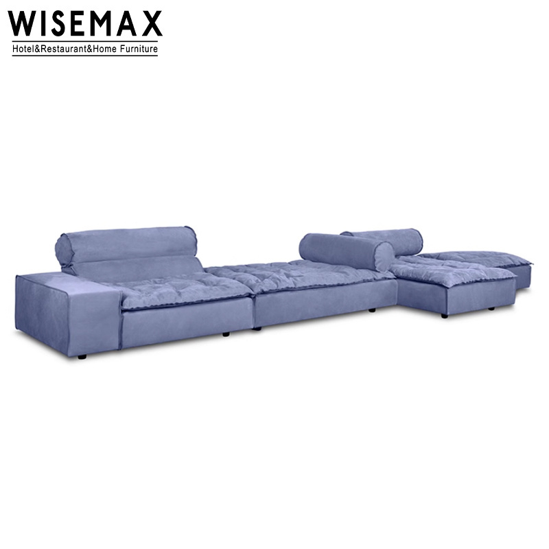 WISEMAX FURNITURE Luxury furniture suede fabric l shape living room sofas fabric lounge floor sectional sofa couch with ottoman