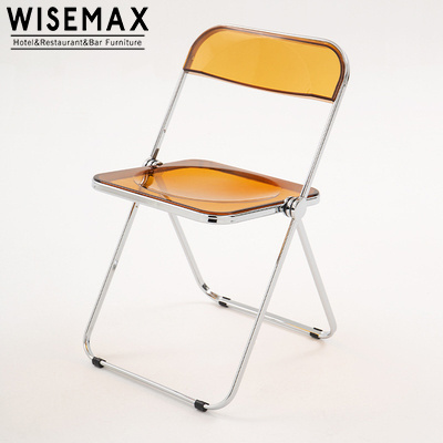 WISEMAX FURNITURE Nordic transparent foldable dining chair backrest metal chair restaurant milk tea shop chair