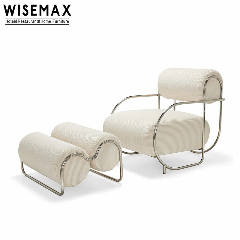 WISEMAX FURNITURE Italian Light Luxury Relax Chair Household Living Room Furniture Metal Velvet Fabric Back Leisure Sofa Chair