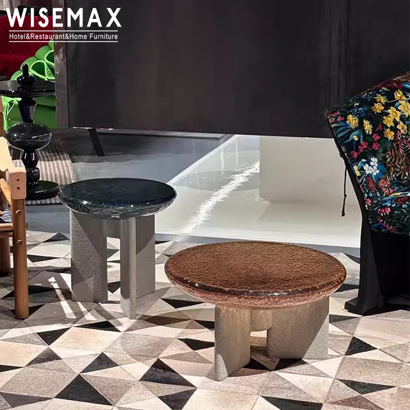 WISEMAX FURNITURE Italian Creative Side Table Fiberglass Legs Covered With Imported Resin Acrylic Coffee Table For Lobby Office