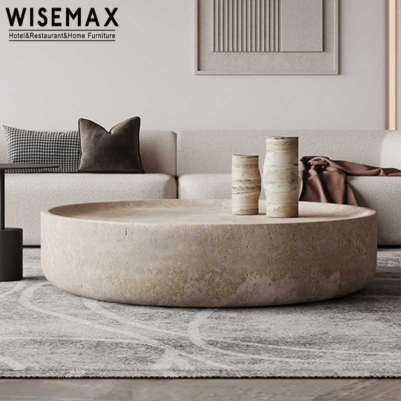 WISEMAX FURNITURE Italy marble round coffee table living room decor natural marble center tea table travertine table for villa