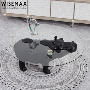 WISEMAX FURNITURE Modern light luxury high-end glass hippo coffee table personality furniture animal shape hippo coffee table