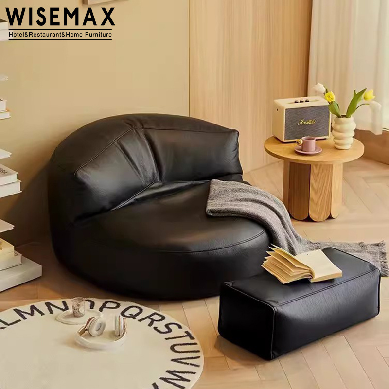 WISEMAX Minimalist living room lazy floor sofa chair microfiber leather coffee white bean bag inflatable lazy relaxing sofa