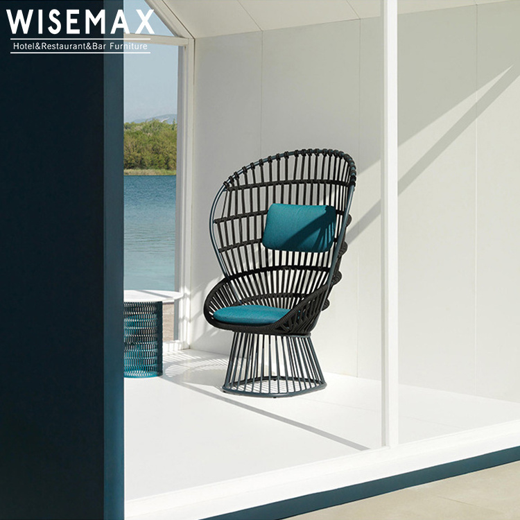 WISEMAX FURNITURE Minimalist outdoor high back leisure chair set aluminum rattan wicker day bed egg chair for garden furniture