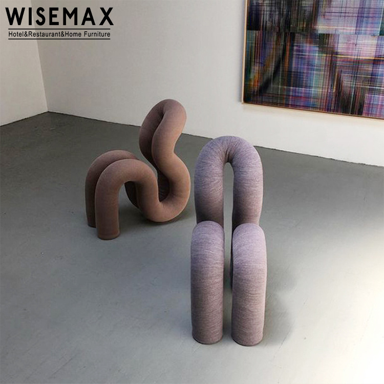 WISEMAX FURNITURE Nordic Modern living room shoe stool home decor chair lamb wool teddy cafe chair small ottoman bold chair