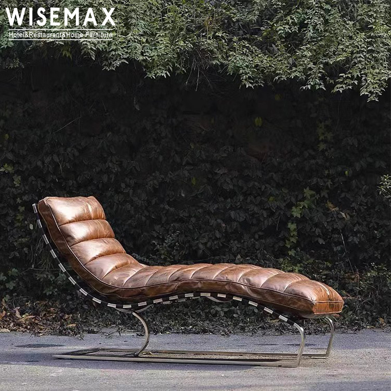 WISEMAX FURNITURE  leather lounge chair luxury bedroom furniture leisure leather chaise longue modern living room leisure chair