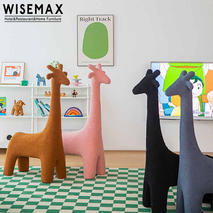 WISEMAX FURNITURE Wholesale cute giraffe shape children's animal chair living room kids furniture plastic fabric chair for kids