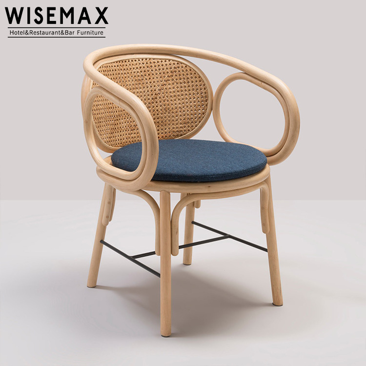 WISEMAX Nordic new style solid wood dining chair restaurant cane rattan dininig chair thonet style chair with rattan seat