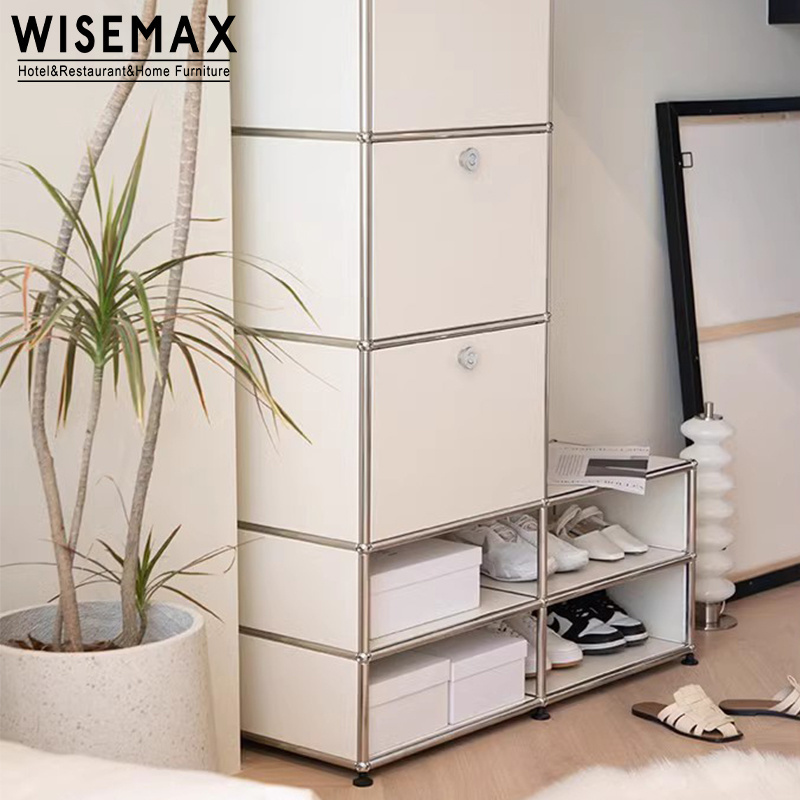 WISEMAX FURNITURE Luxury living room hallway shoe shelves steel lockable shoe cabinet for hotel home villa