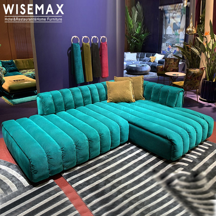 WISEMAX FURNITURE Modern Design L Shaped Modular Couch Set Luxury Living Room Furniture Fabric Sectional Tufted Velvet Sofa