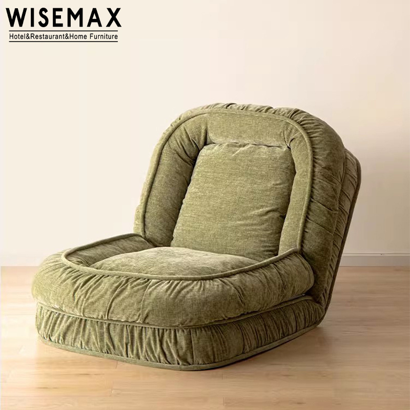 WISEMAX FURNITURE Wabi-sabi style lazy chair single sofa chair fabric upholstered leisure lounge chair for living room