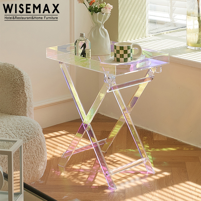 WISEMAX FURNITURE Modern bed room side table tray coffee table transparent clear acrylic living room sofas end table for garden