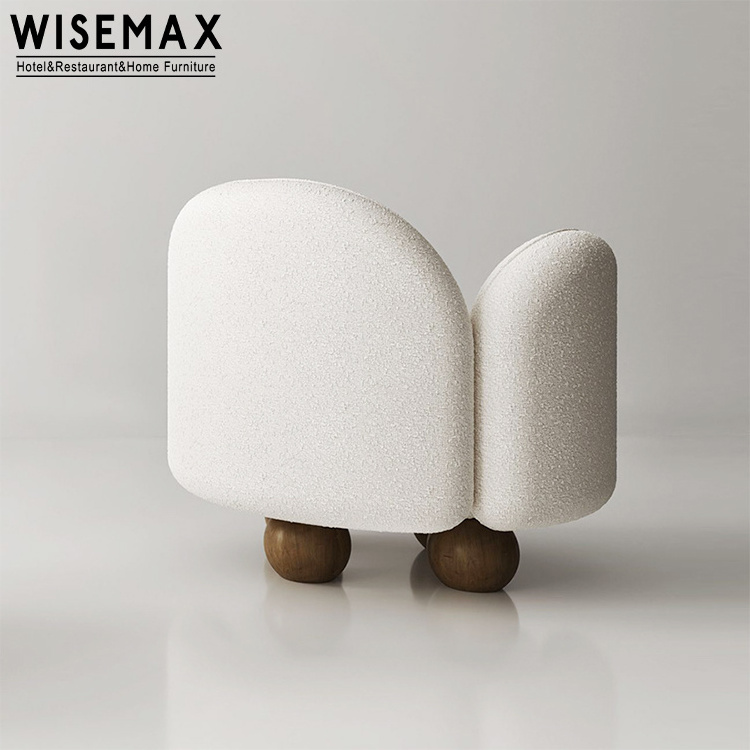 WISEMAX FURNITURE Nordic Children Lounge Lazy Chair Lamb Wool Solid Wood Single Sofa Chair For Kids Bedroom Living Room