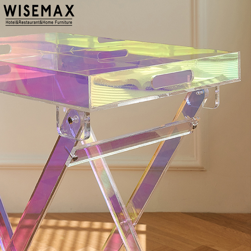 WISEMAX FURNITURE Modern bed room side table tray coffee table transparent clear acrylic living room sofas end table for garden